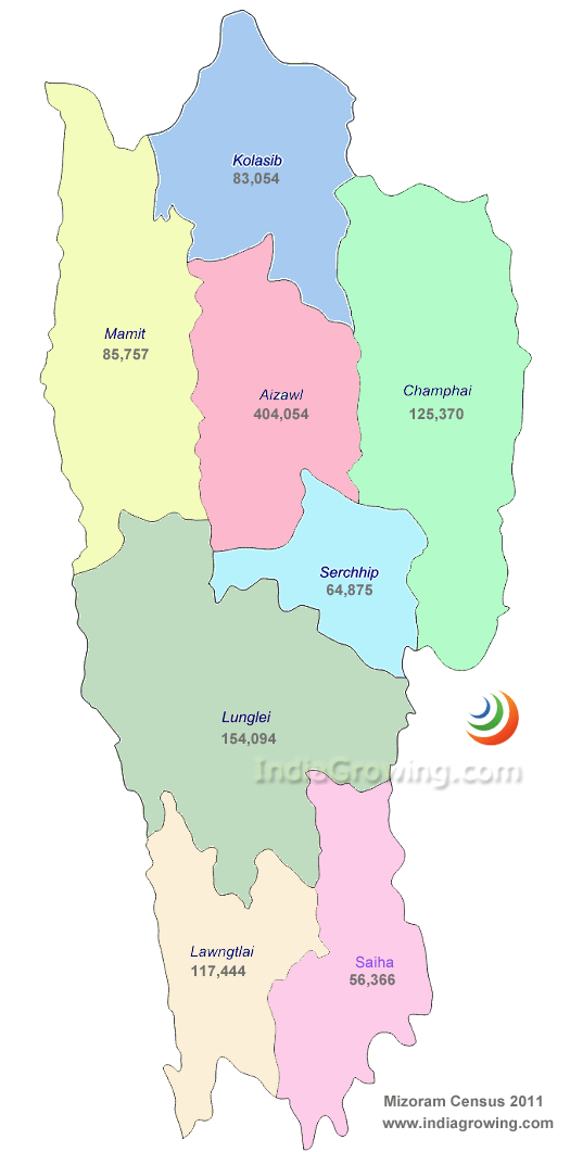 Mizoram State Map and Mizoram Population Map