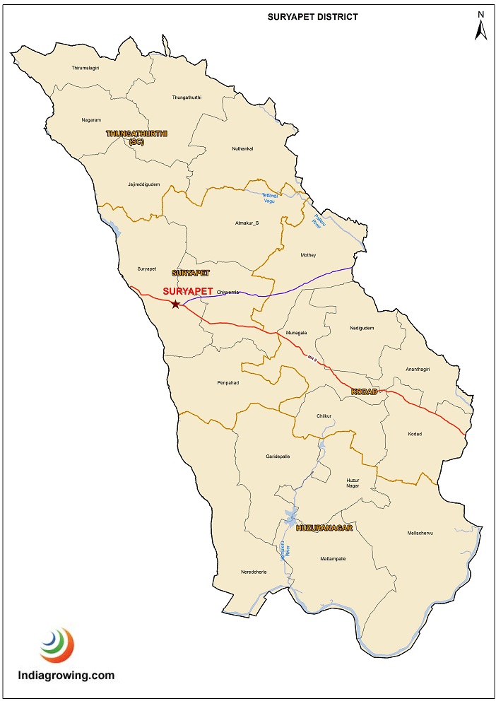 Suryapet District Mandals Map
