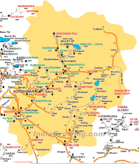 Chamoli District Tehsils Map