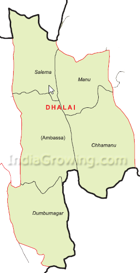 Dhalai District Blocks Map