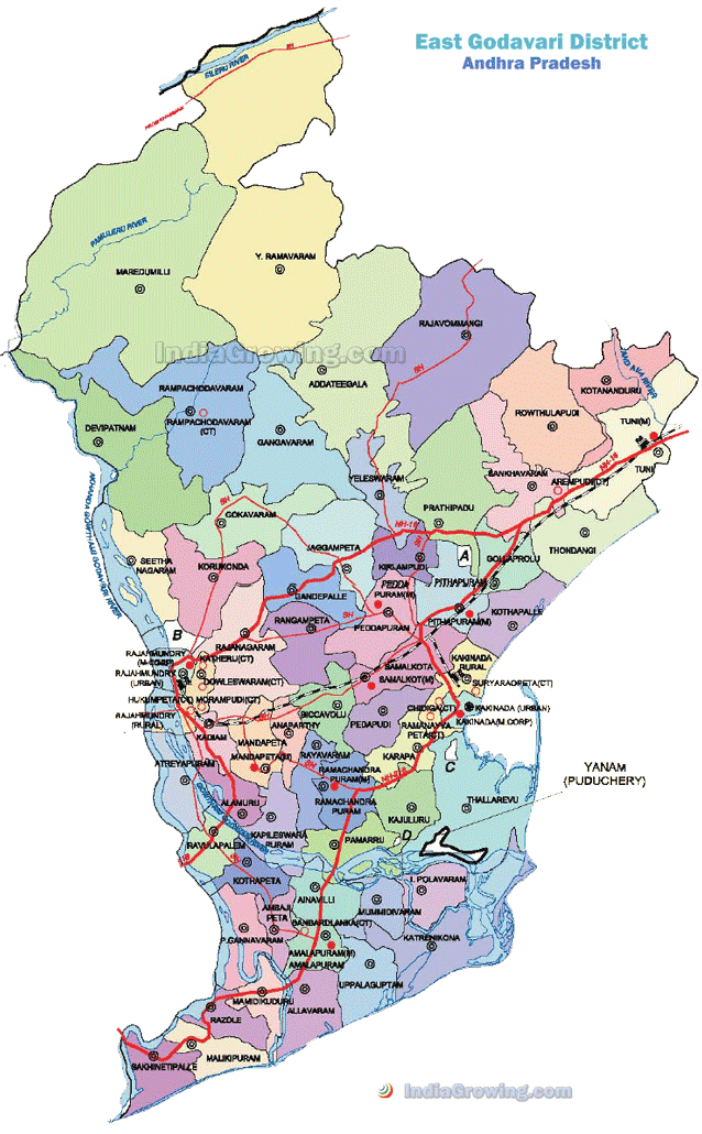 East Godavari District Mandals Map