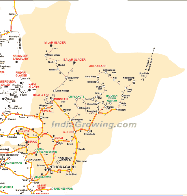 Pithoragarh District Tehsils Map