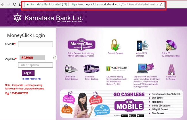 Karnataka Bank Login - Net banking
