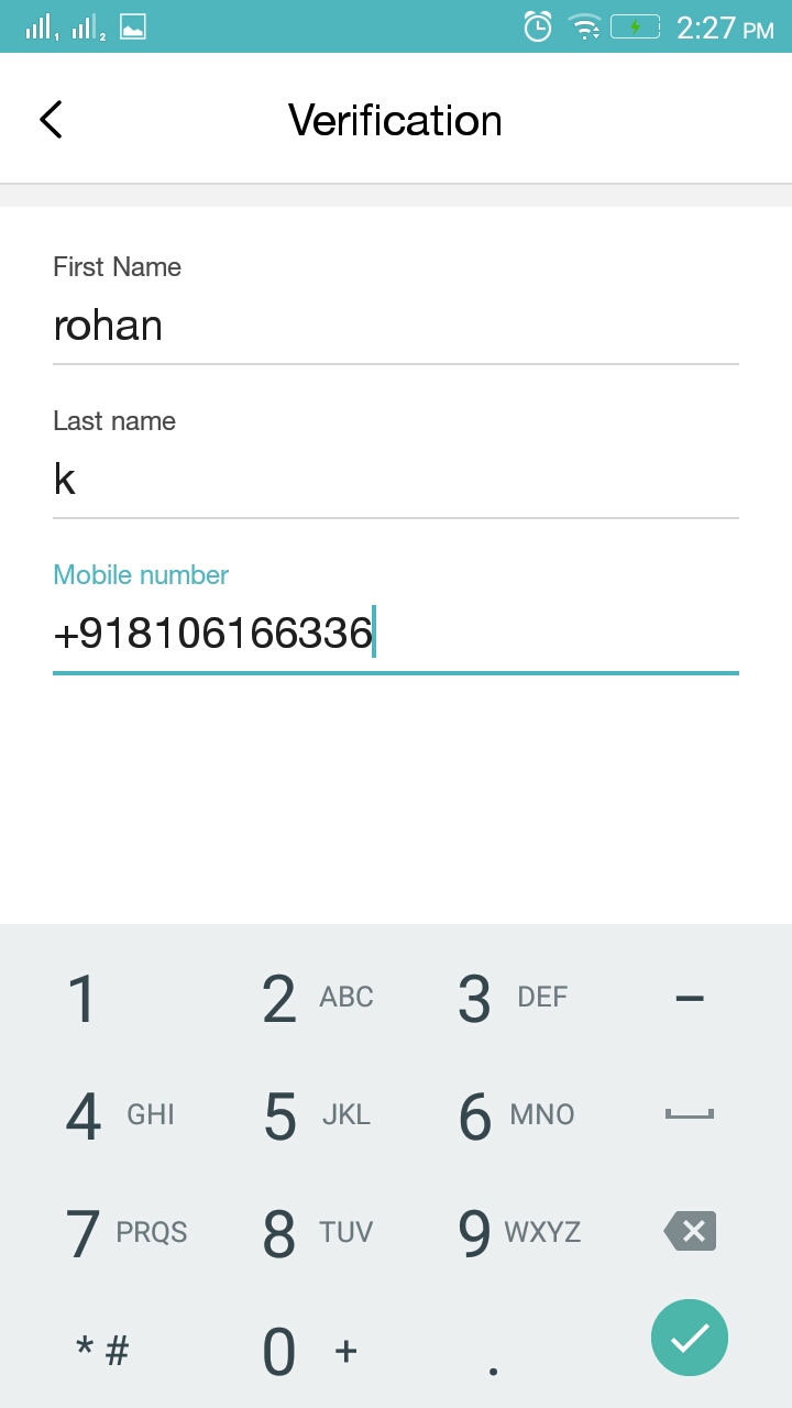 Enter Verification details like name and mobile number